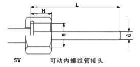 雙金屬溫度計可動內(nèi)螺紋管接頭